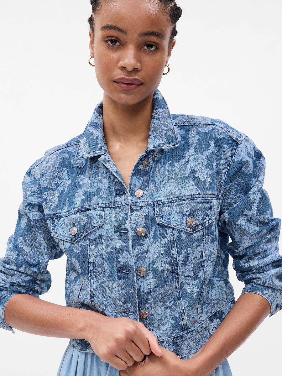 Giacca corta in denim stampa LoveShackFancy_0