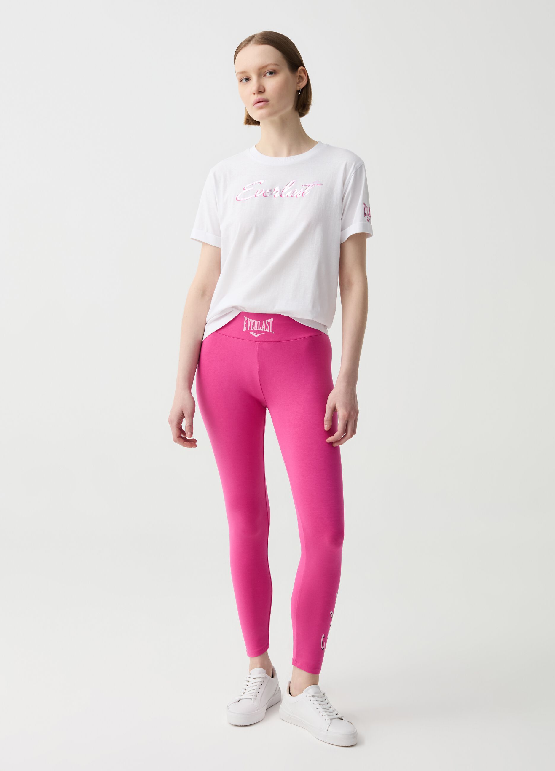 Stretch leggings with logo print