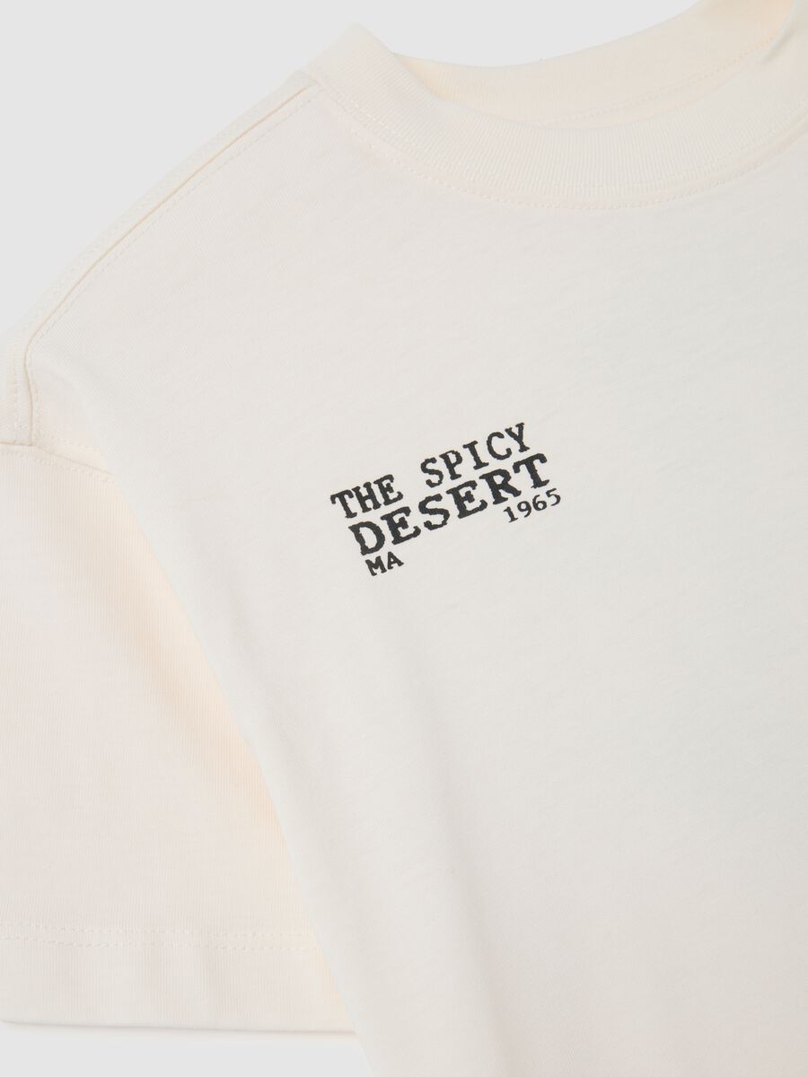Children's beige pure cotton regular fit T-shirt_3