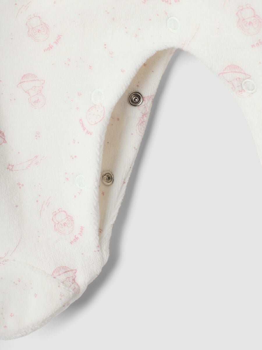 Bipack tutine rosa e bianco in misto cotone con piedini per neonata_3