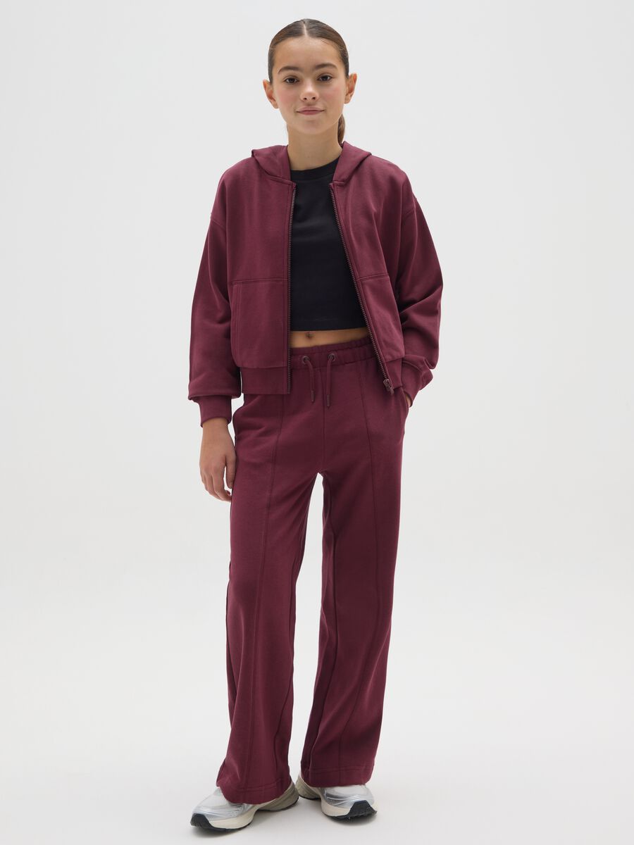 Girls' trousers in pure purple cotton regular fit_1