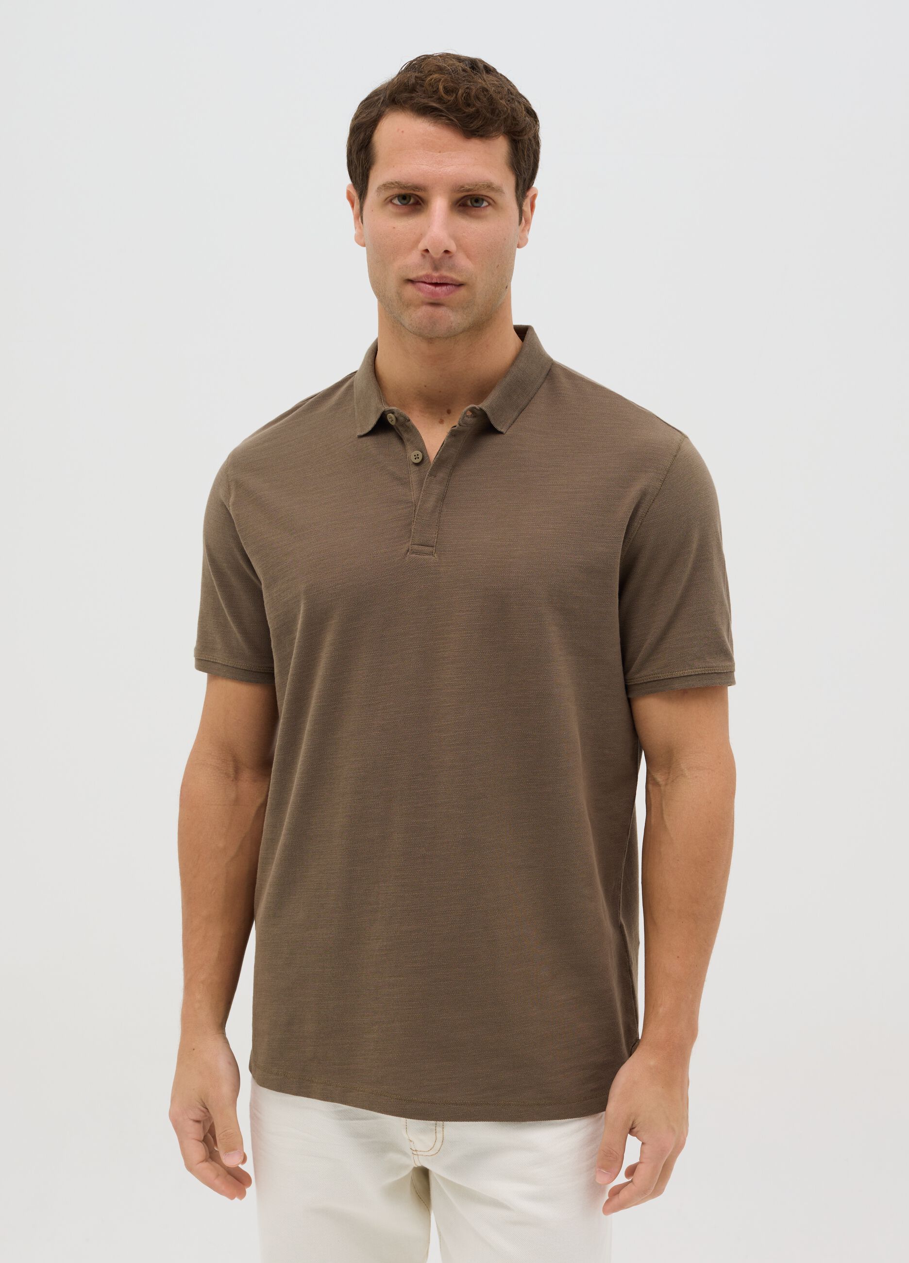 Brown pure cotton polo by Ovs