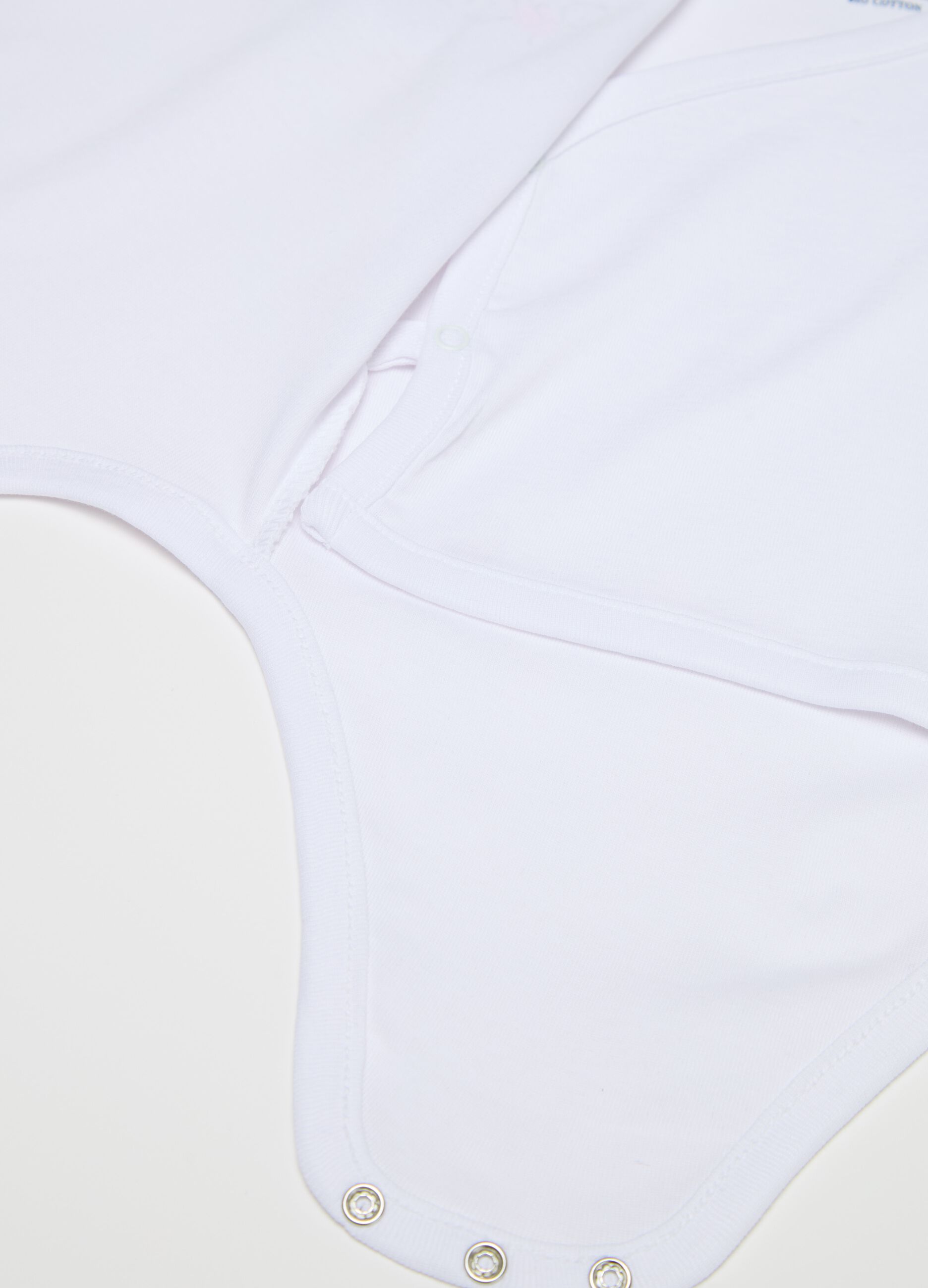Two-pack bodysuits in organic cotton with V neck and print