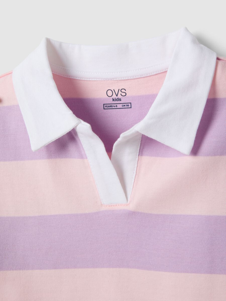 Polo in puro cotone a righe multicolor oversize fit per bambina_2
