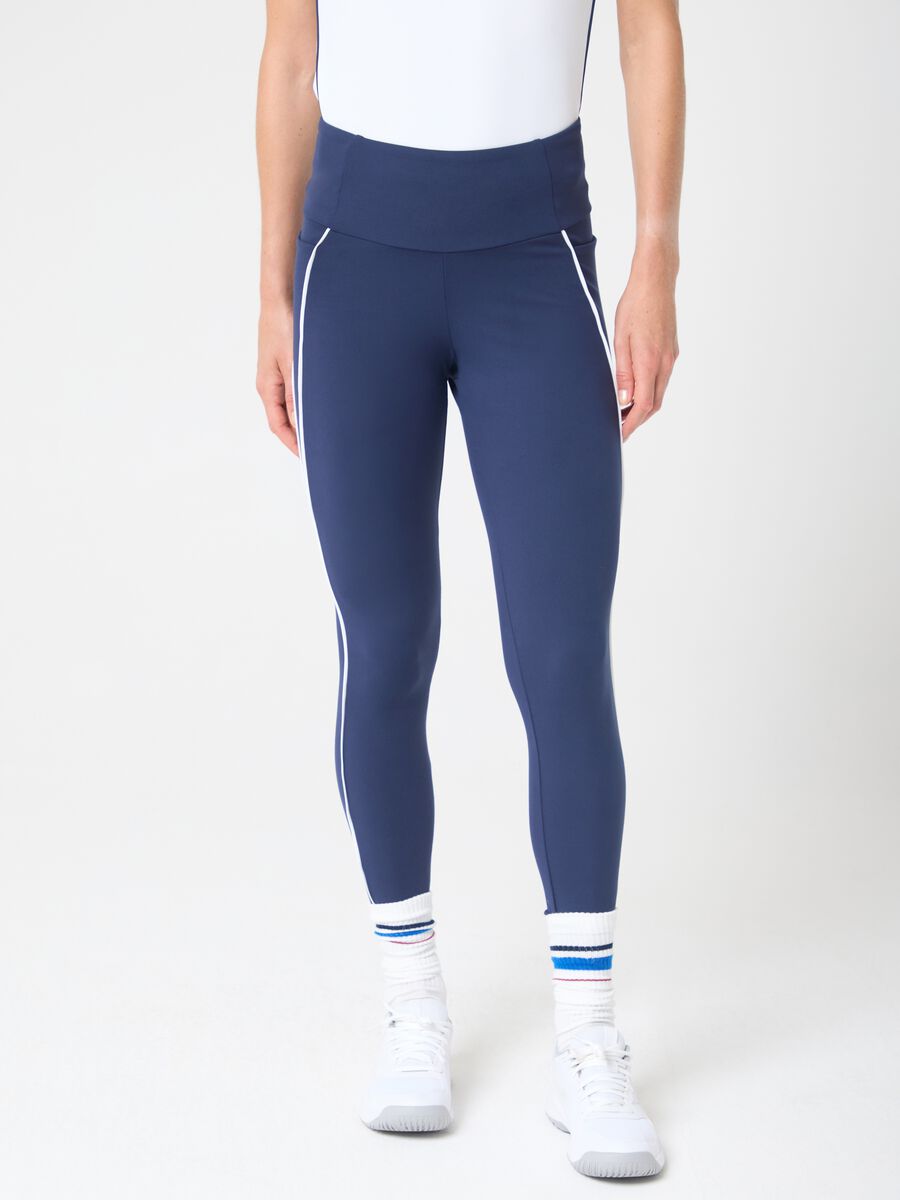 Breathable technical fabric leggings with side pockets and contrasting trim ALTAVIA COURT_1