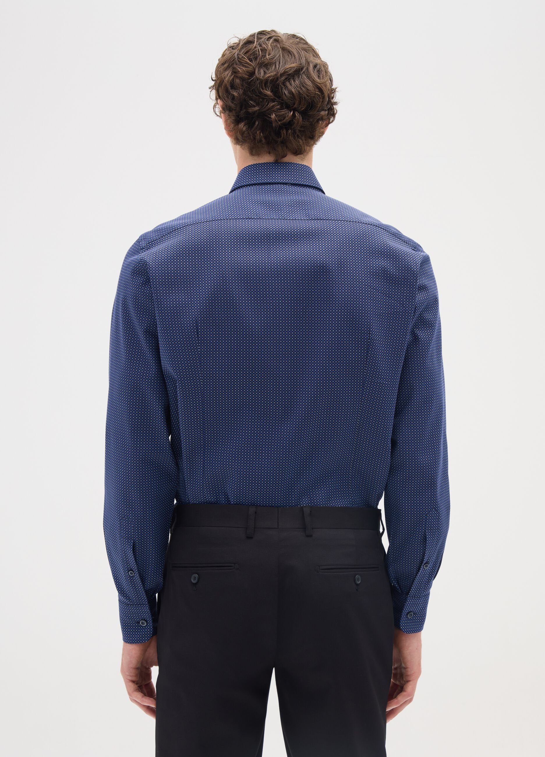 Slim fit blue pure cotton shirt
