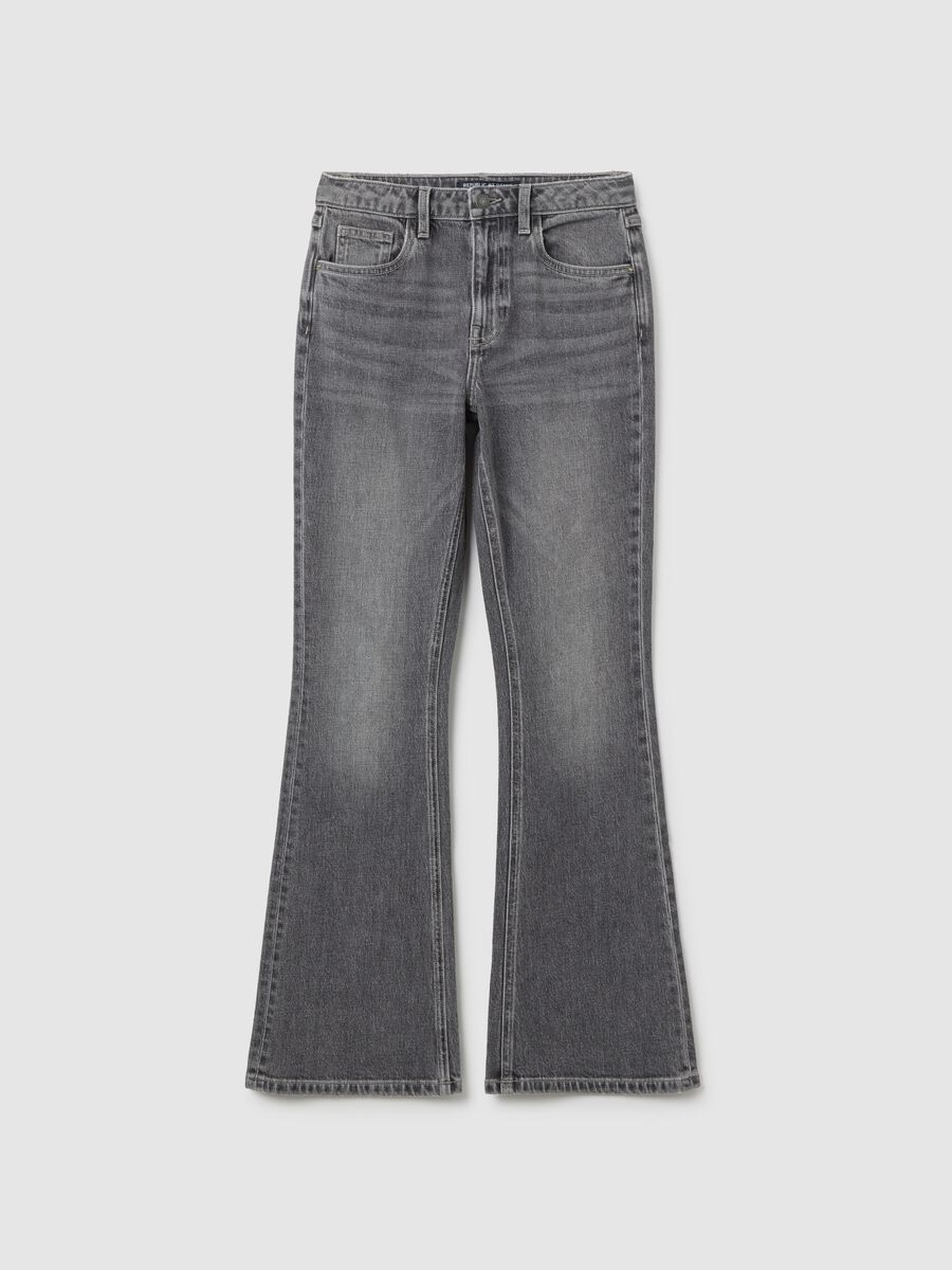 Grey flared stretch cotton jeans_4