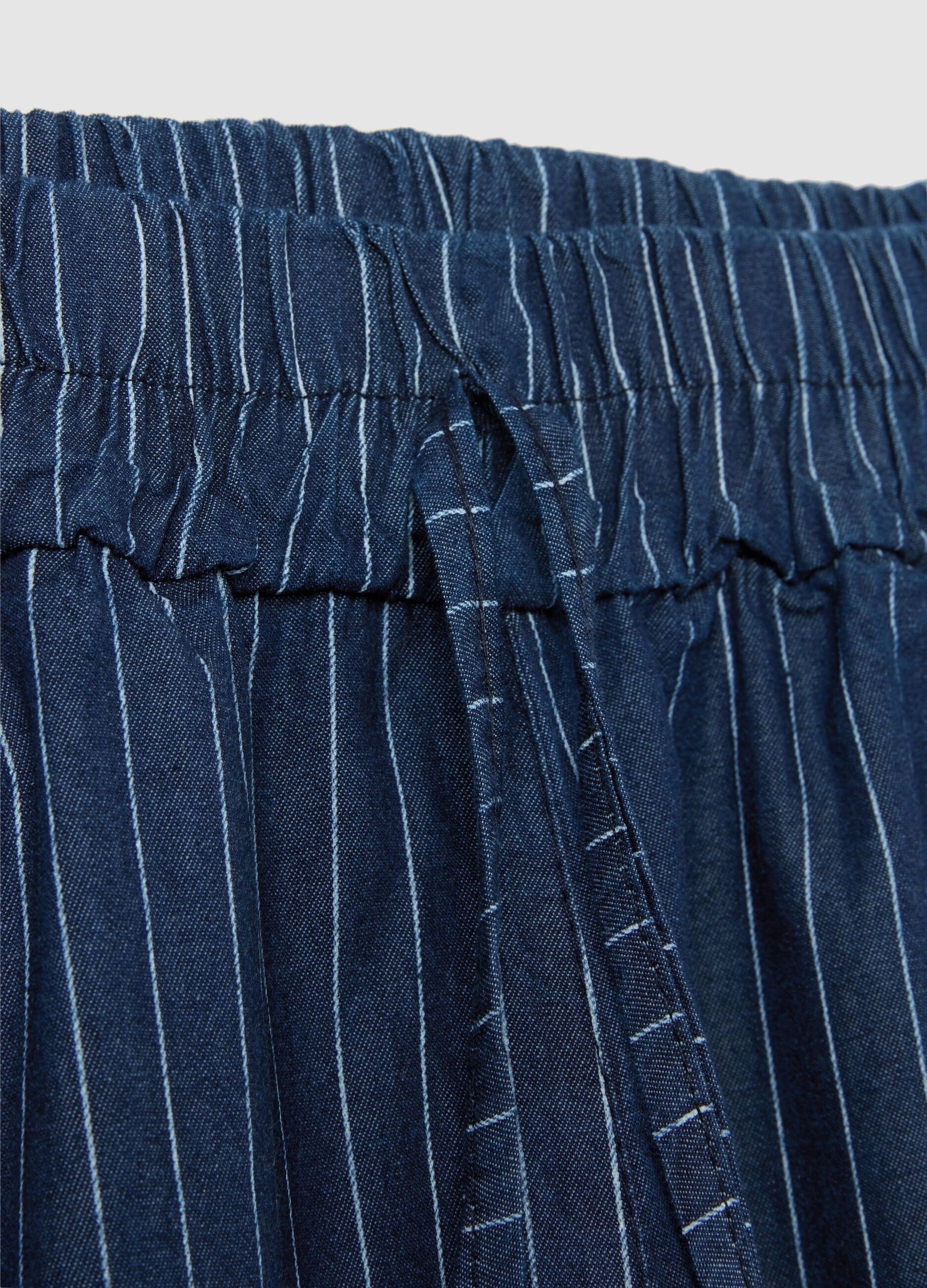 Women's blue pure cotton regular fit trousers
