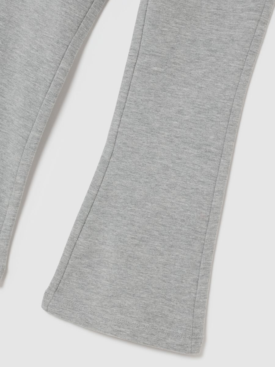 Grey stretch cotton flare leggings for girls_3