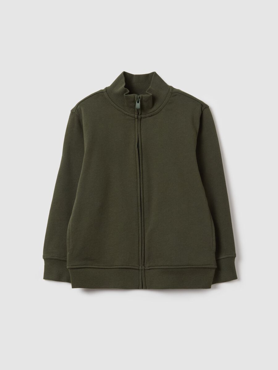 Full-zip sweatshirt in solid colour French terry_0