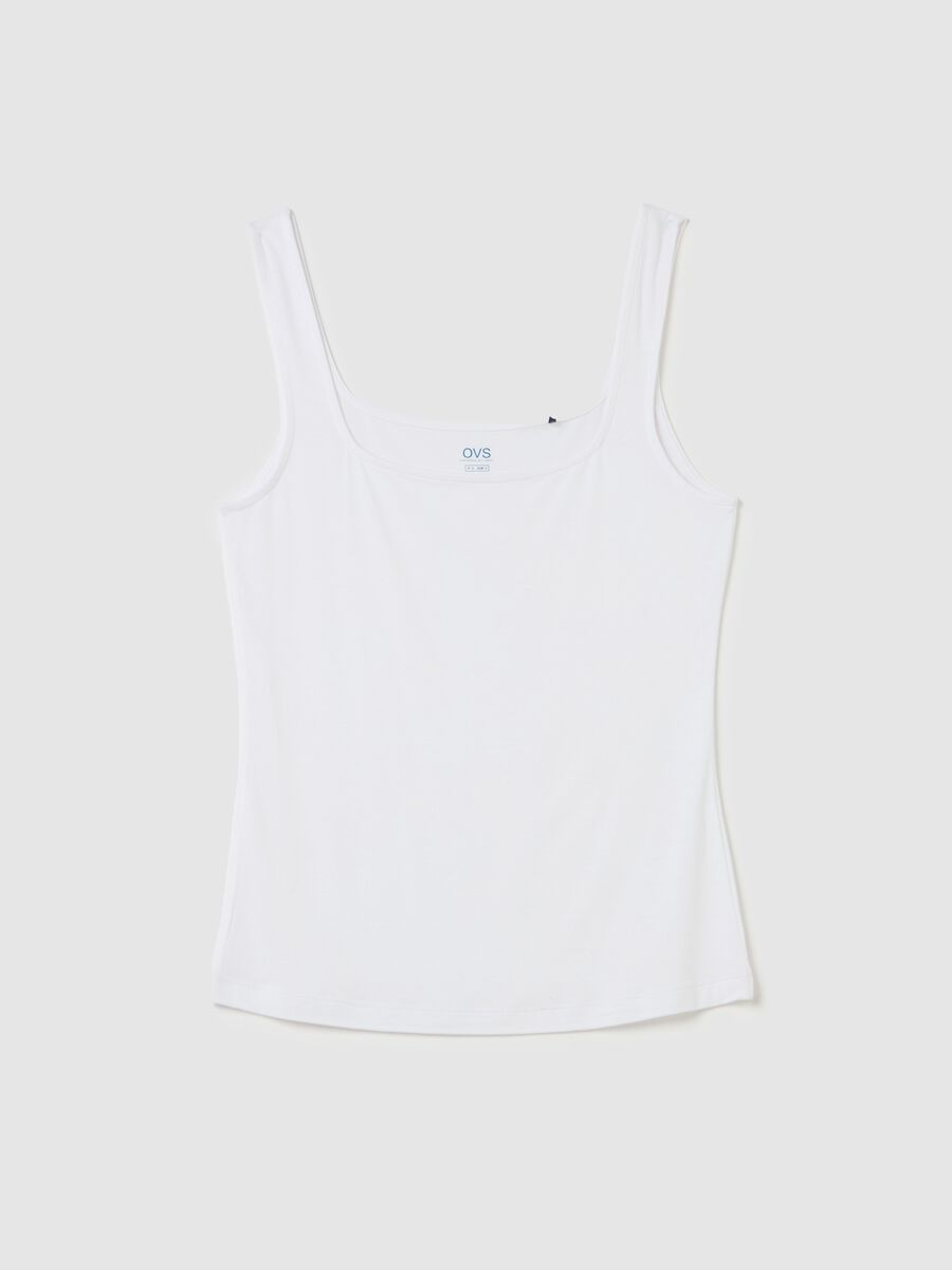 Basic white tank top in stretch viscose_4