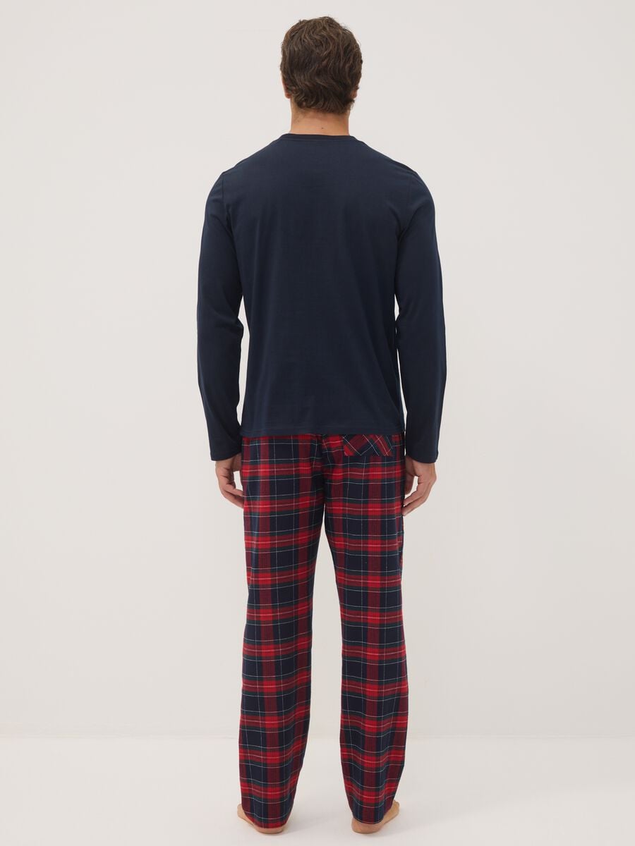 Pigiama blu navy in puro cotone con girocollo_2