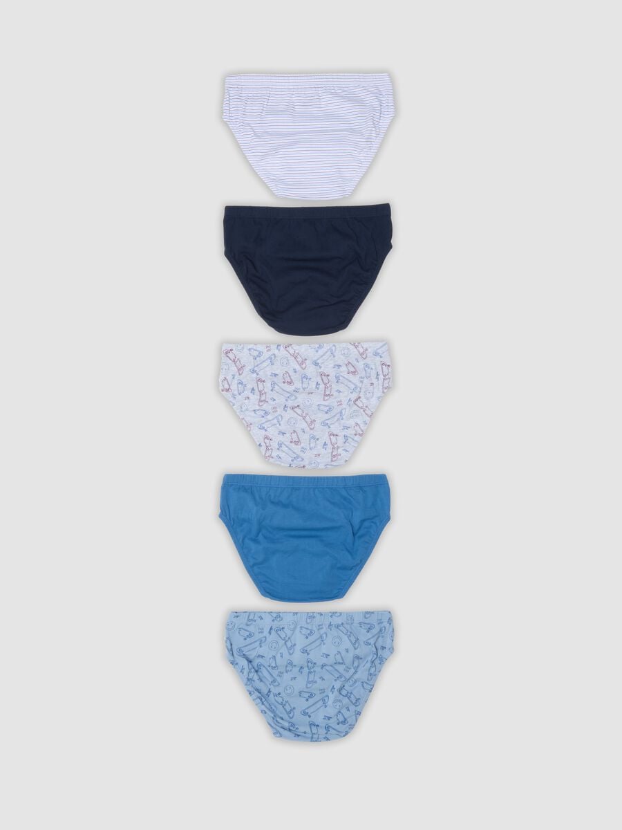 Multipack di cinque slip multicolor in puro cotone jersey organico_1