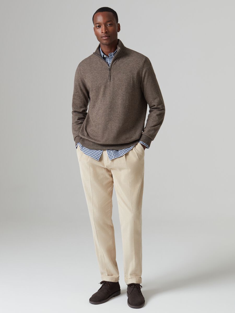 Pullover half-zip in viscosa lana e cashmere_0