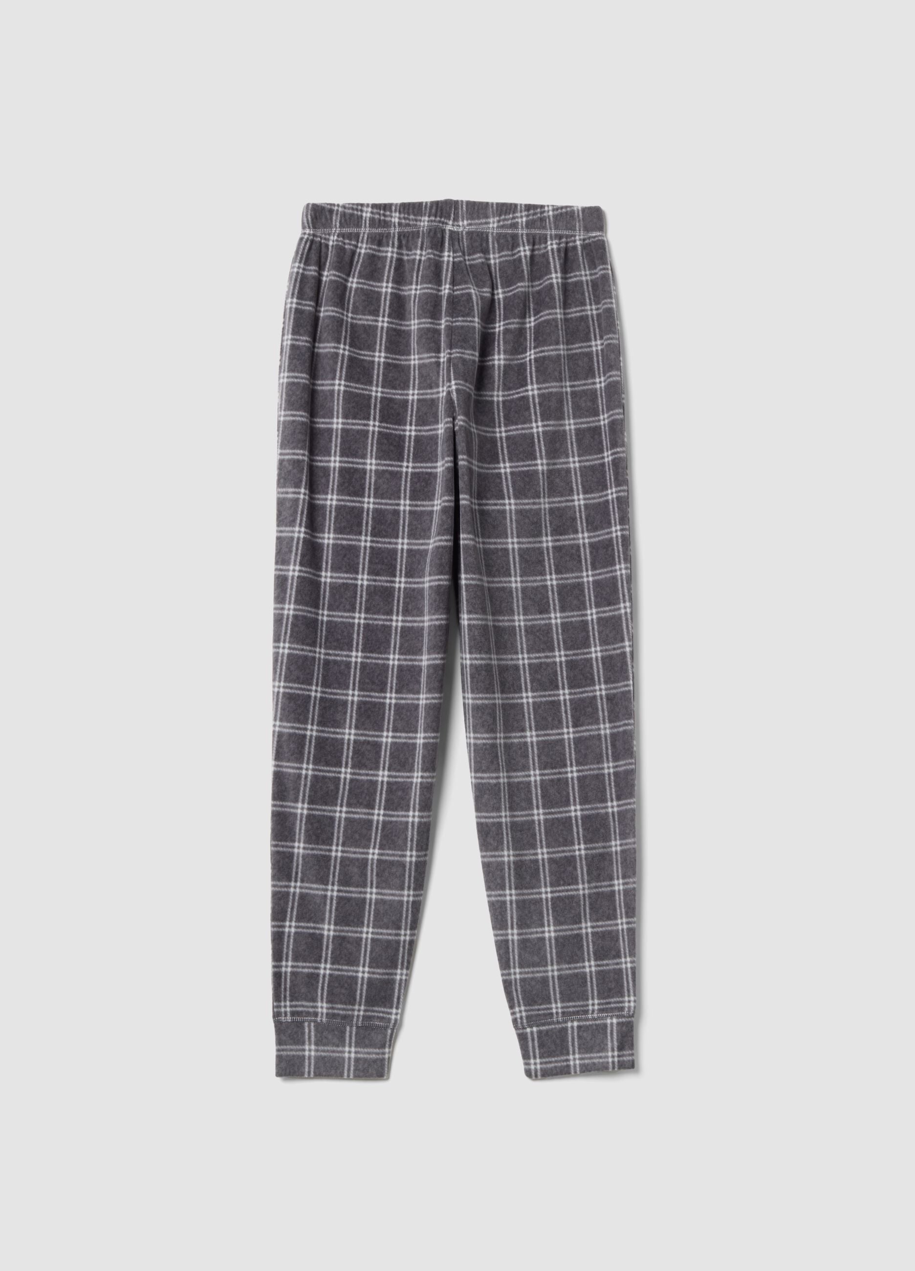 Grey m&eacute;lange checked regular-fit pyjama bottoms