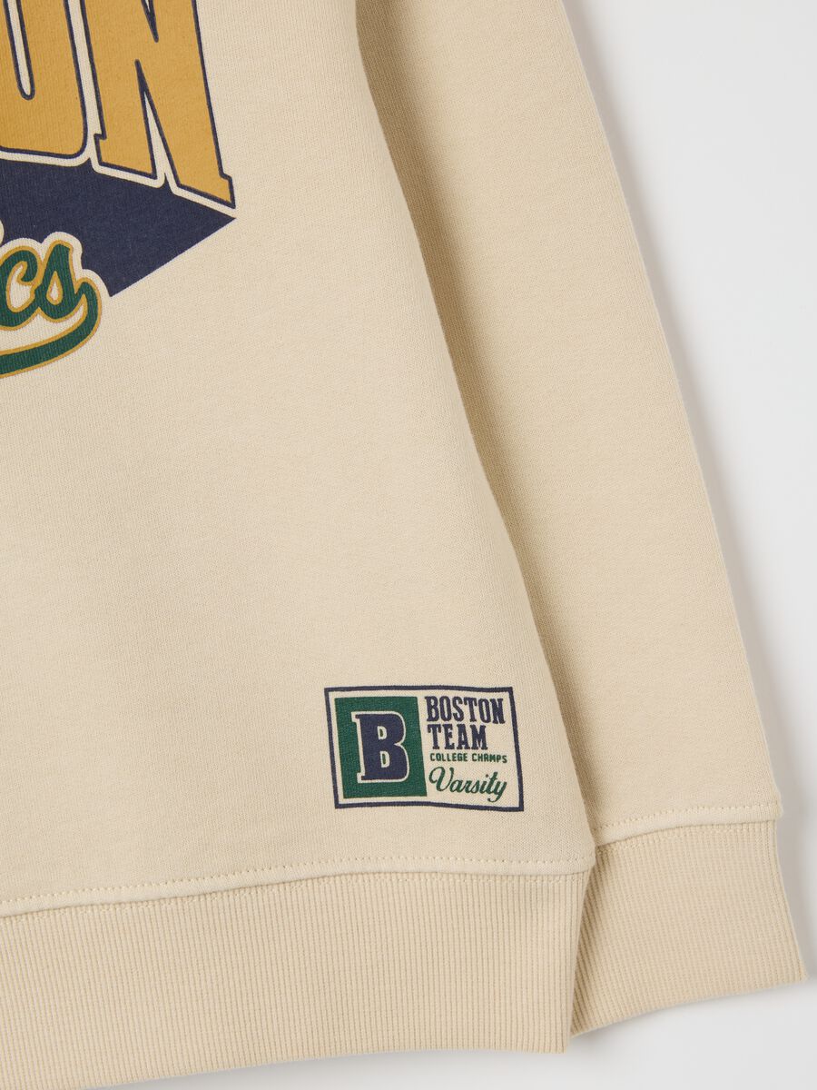 Children's beige pure cotton sweatshirt regular fit with Boston Athletics print_2