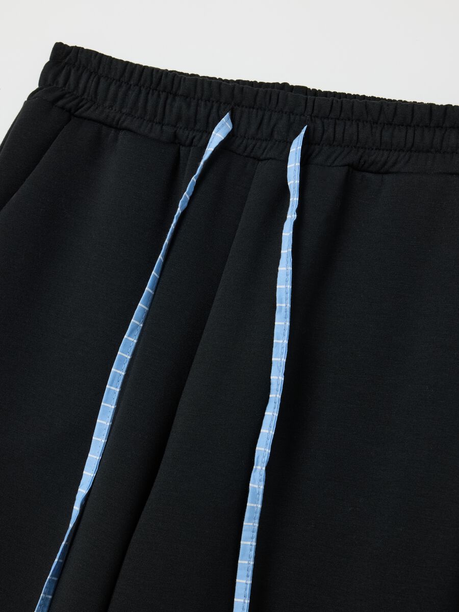 Black palazzo trousers with drawstring_5