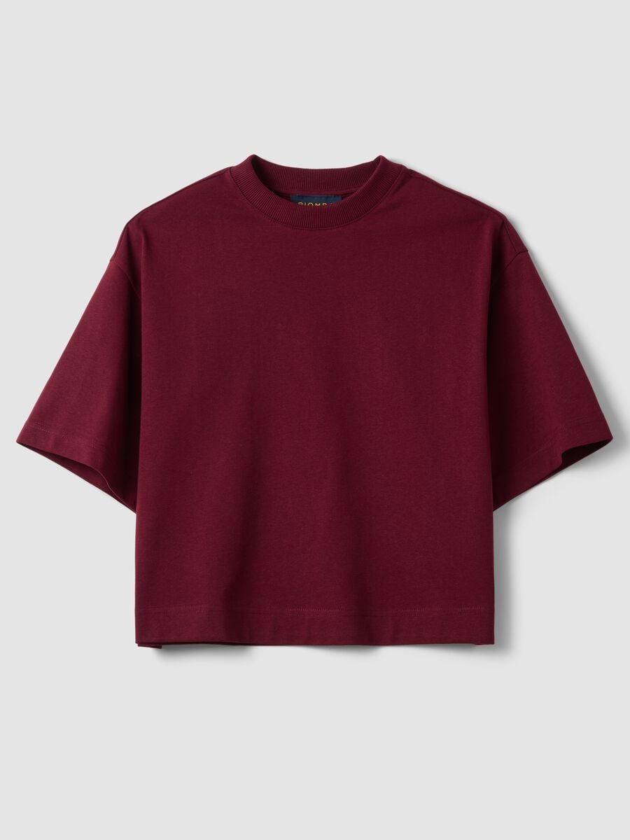 T-shirt rossa in misto cotone jersey a girocollo regular fit_4