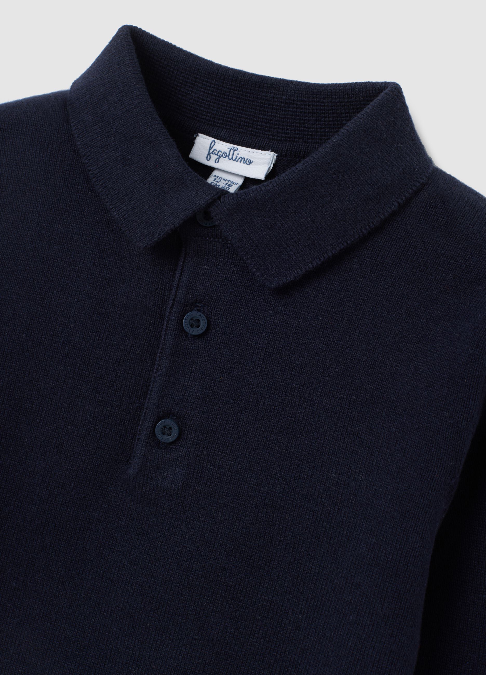 Polo da bambino in puro cotone blu regular fit