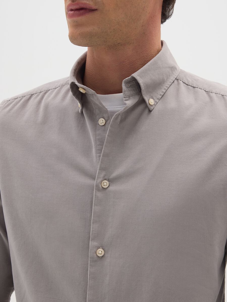 Grey pure cotton regular fit shirt_3