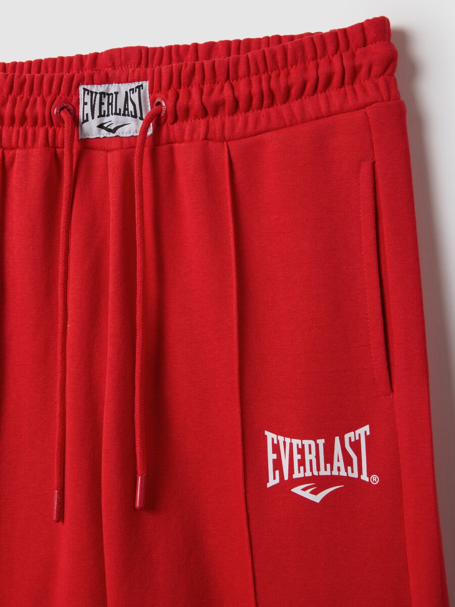 Red wide-leg cotton blend trousers regular fit with Everlast logo_5