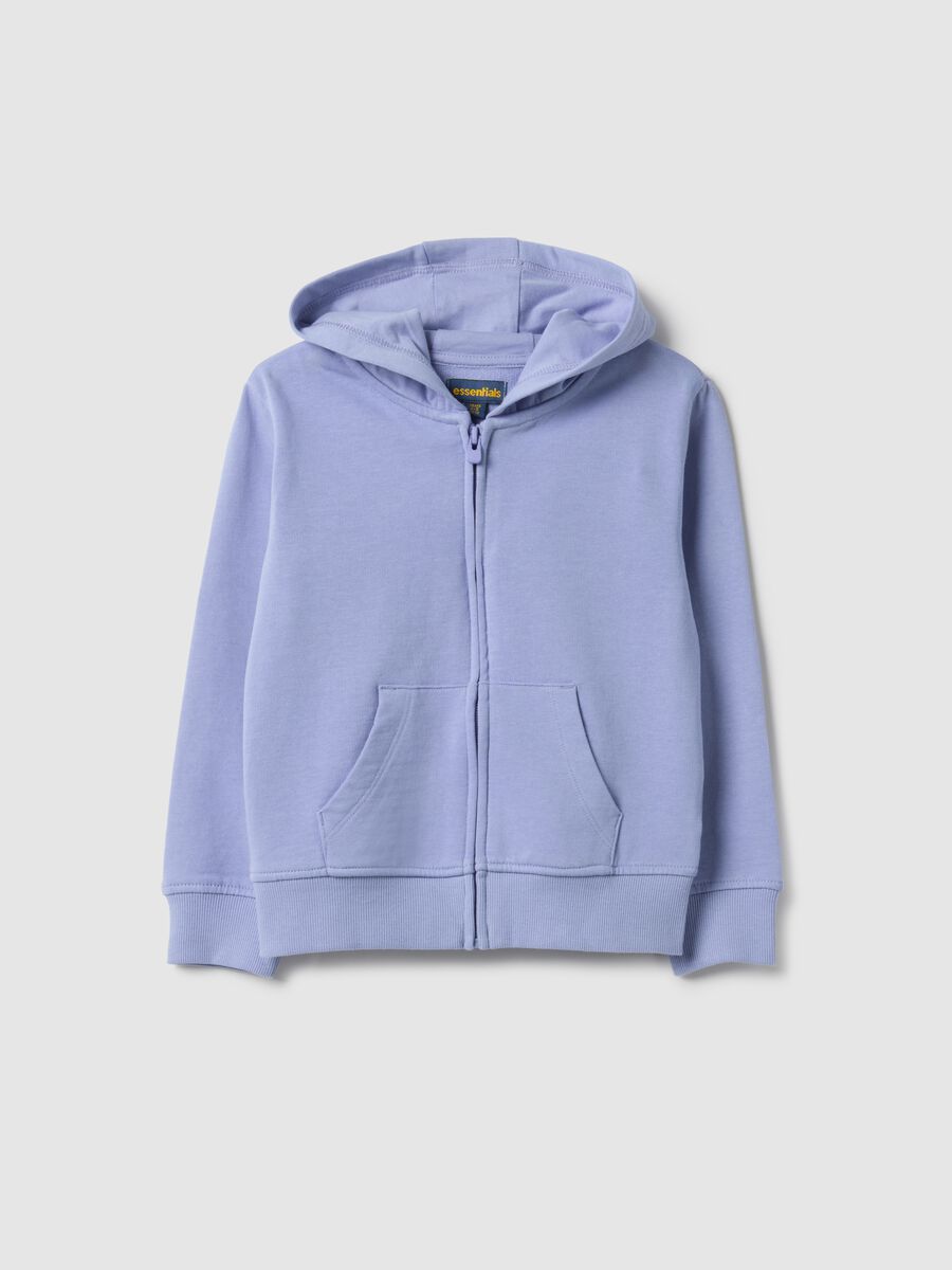 Blue hooded sweatshirt for girls in pure cotton with regular fit_0