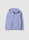 Blue hooded sweatshirt for girls in pure cotton with regular fit_0