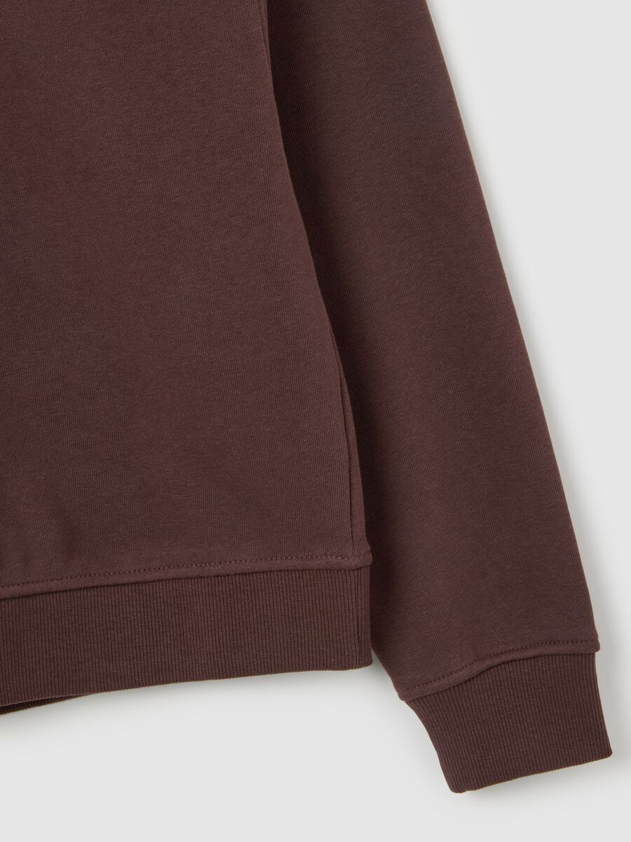 Brown crew neck cotton blend sweatshirt_5