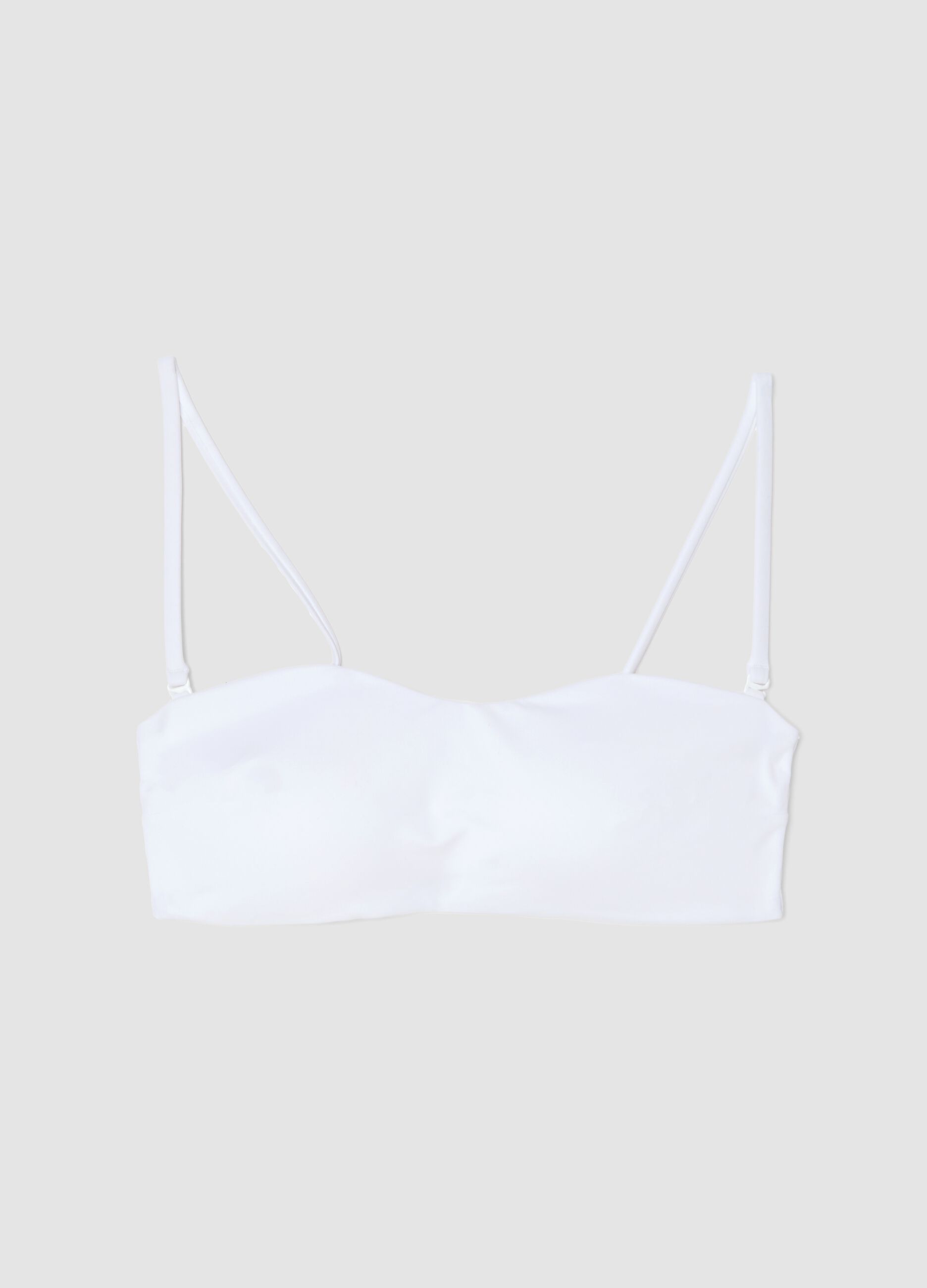 White bandeau bikini top in stretch fabric