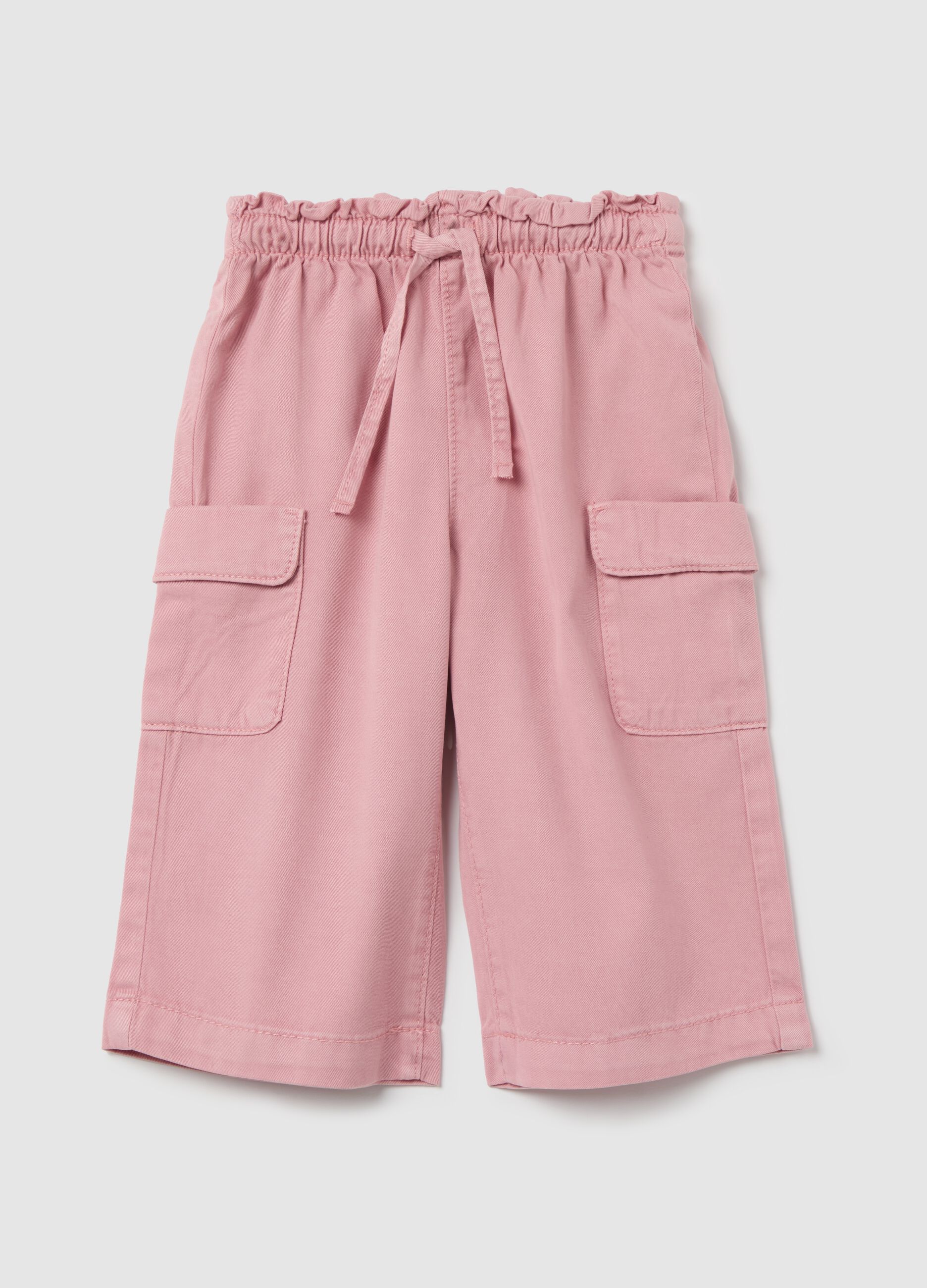 Pantaloni cargo in Lyocell e cotone con coulisse