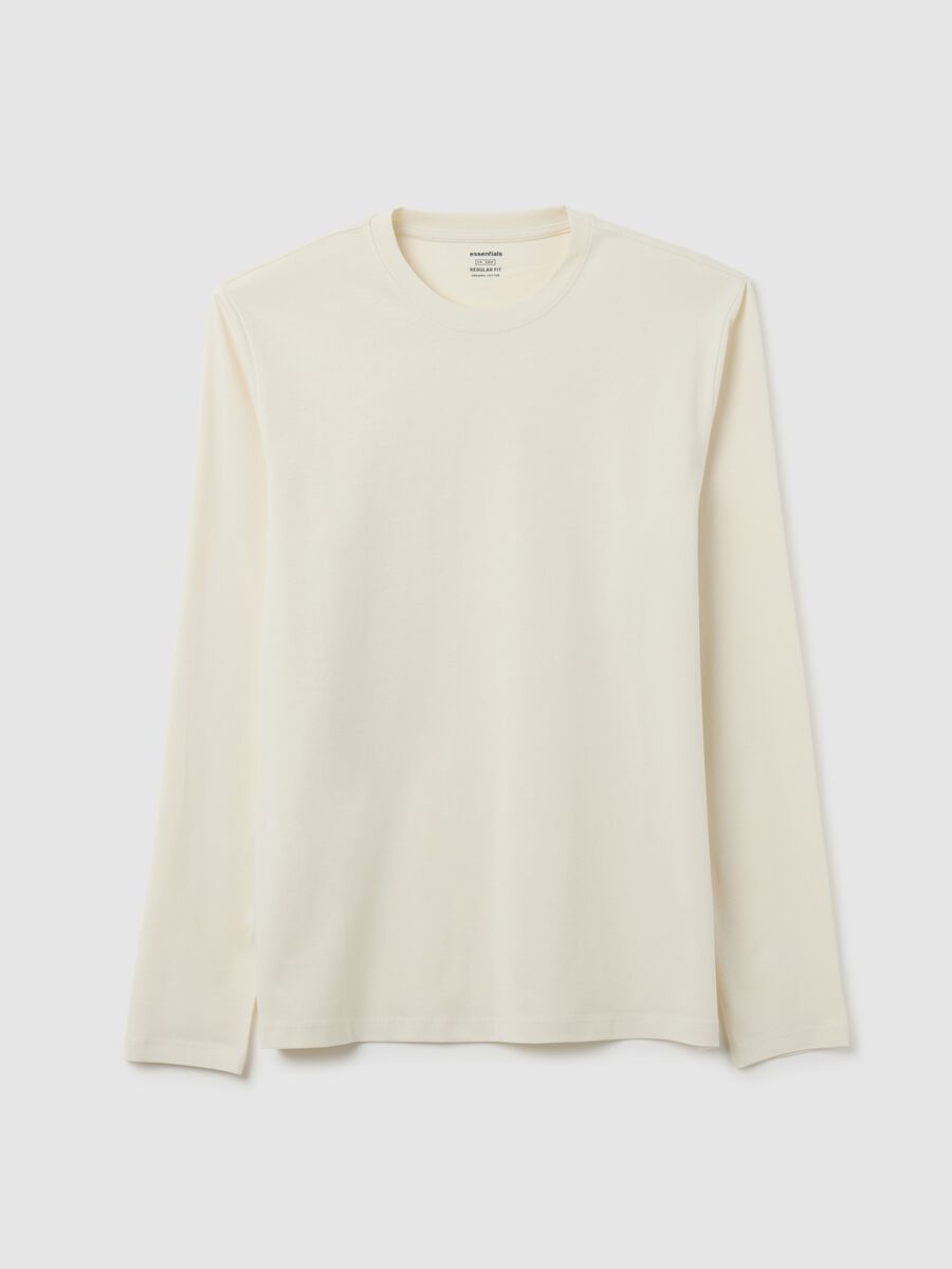 Beige pure cotton regular fit jumper_4