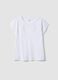 White pure cotton T-shirt with broderie anglaise detail, regular fit_4