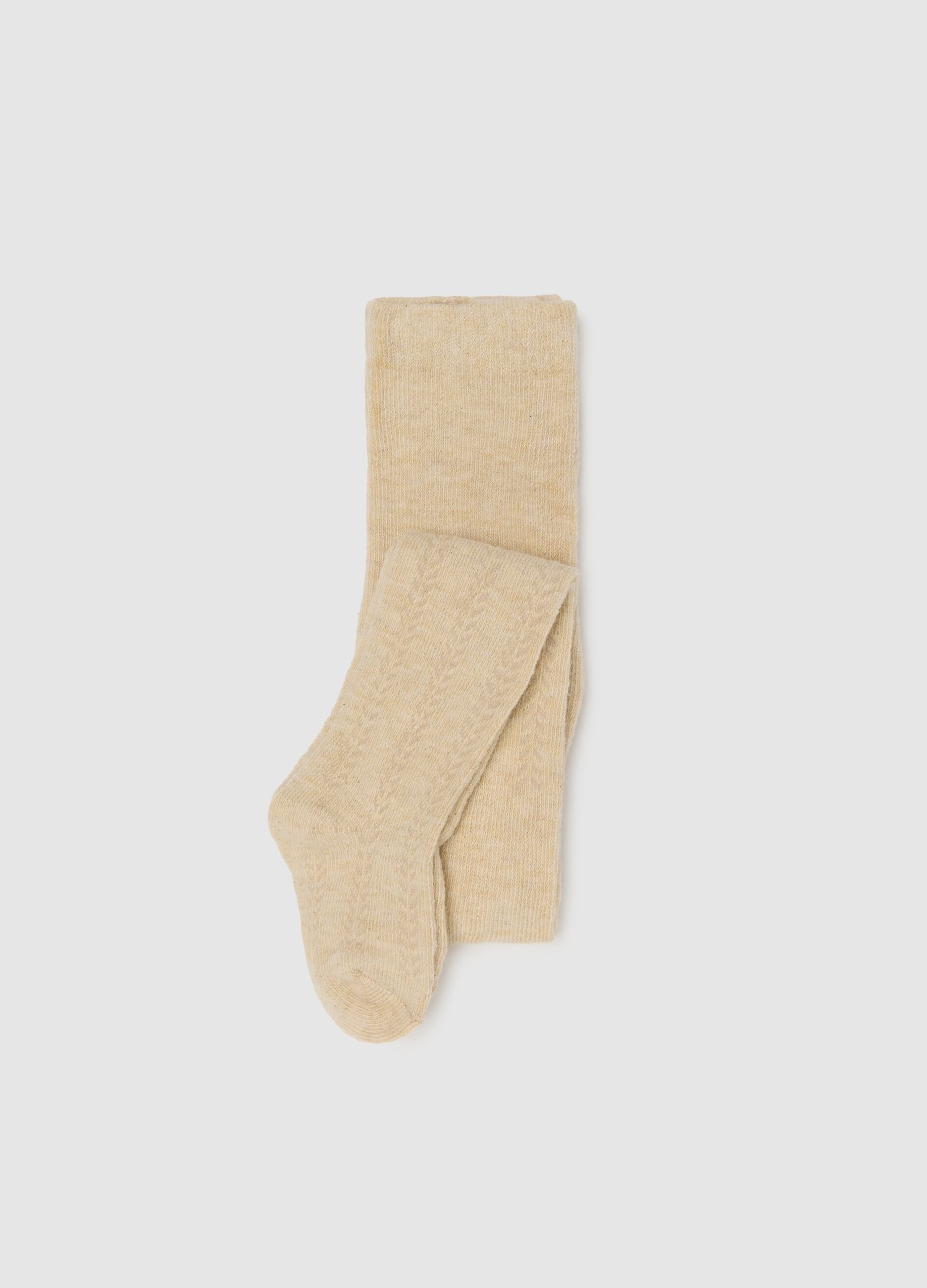 Beige jacquard tights for girls