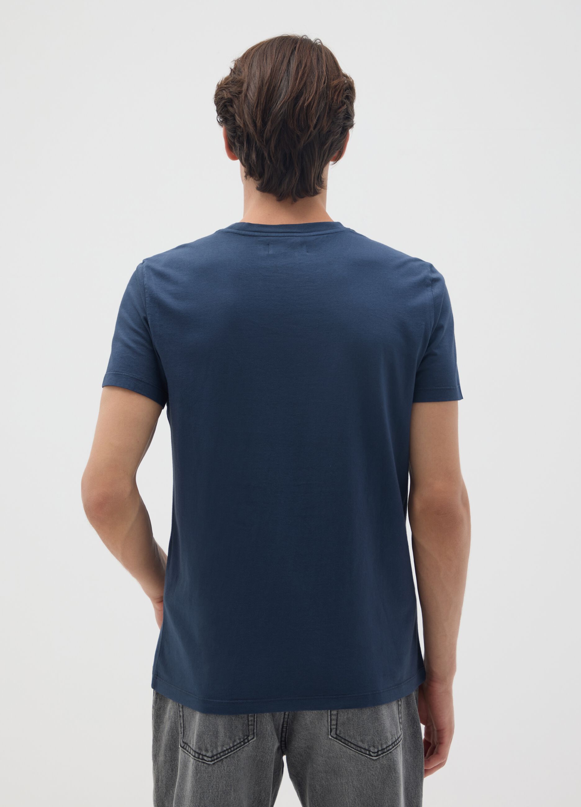 Blue Pure Cotton Regular Fit T-shirt