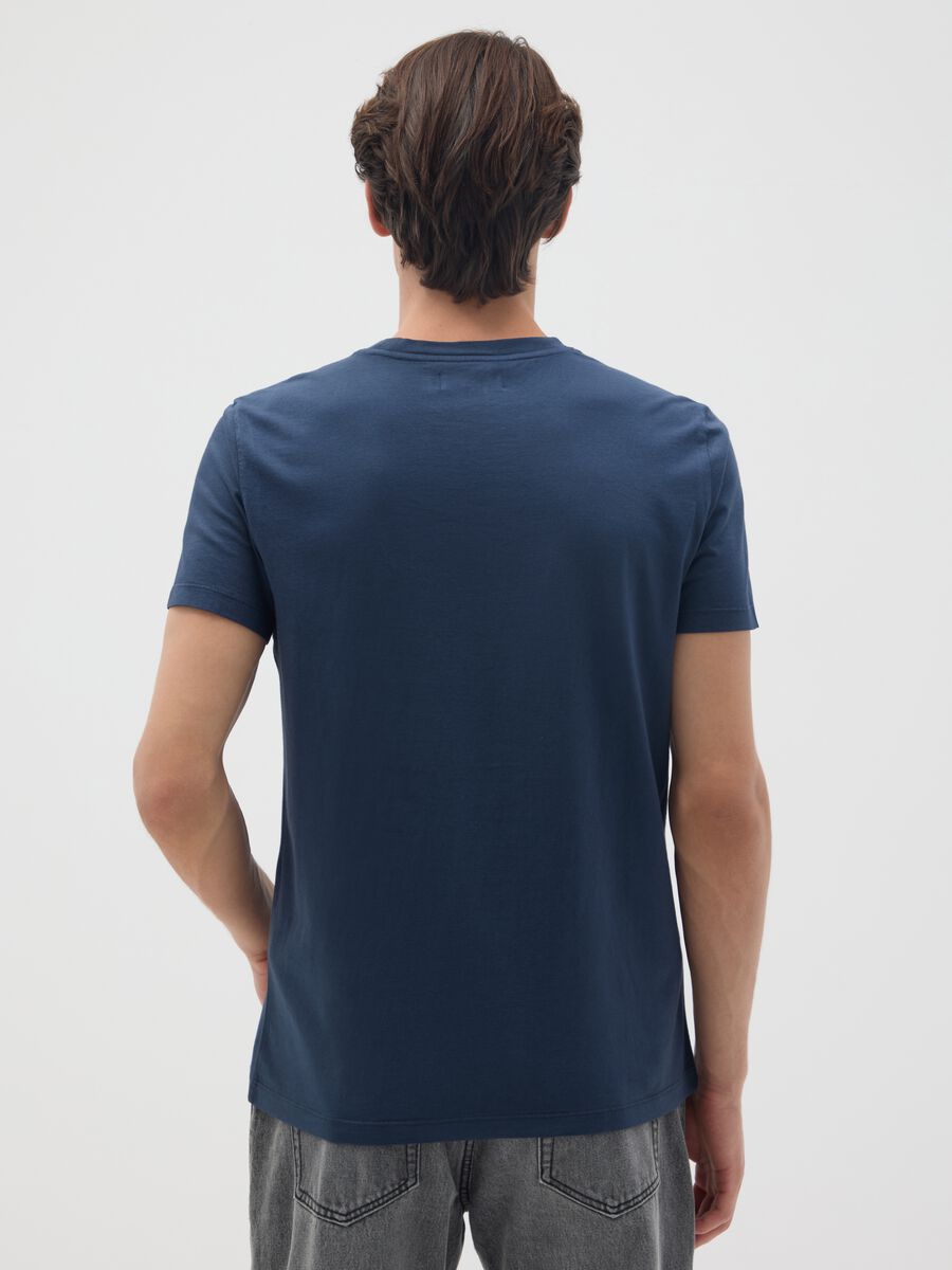 Blue Pure Cotton Regular Fit T-shirt_2