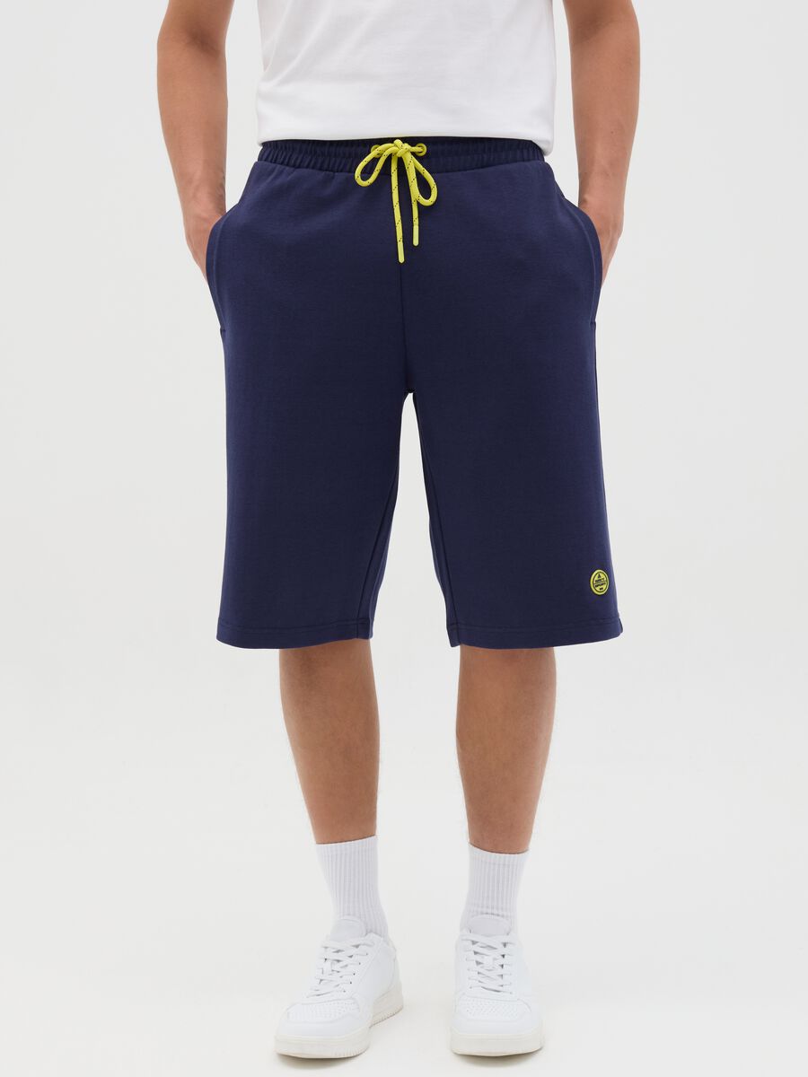 Dark blue Bermuda joggers with logo_1
