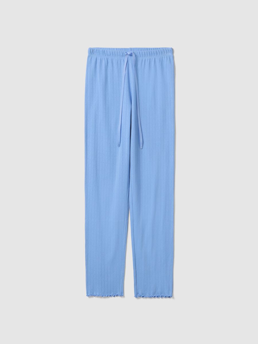 Blue pure cotton regular fit pyjama trousers_0