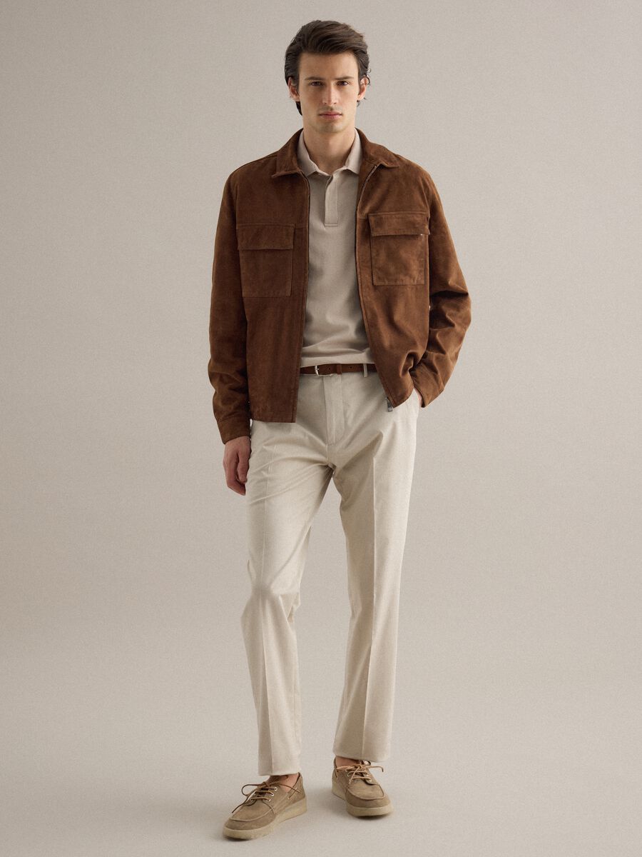 Light brown genuine leather jacket regular fit with full zip_3