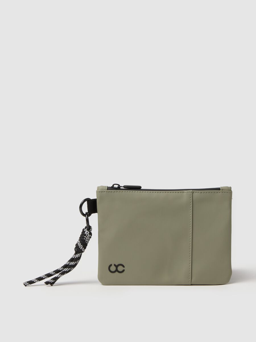 Green wallet with zip and braided details_0