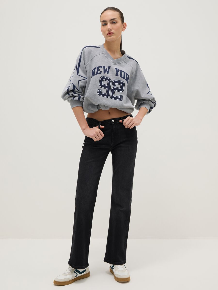 Black stretch cotton bootcut jeans_0