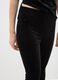 Black stretch fabric flare trousers with glitter_3