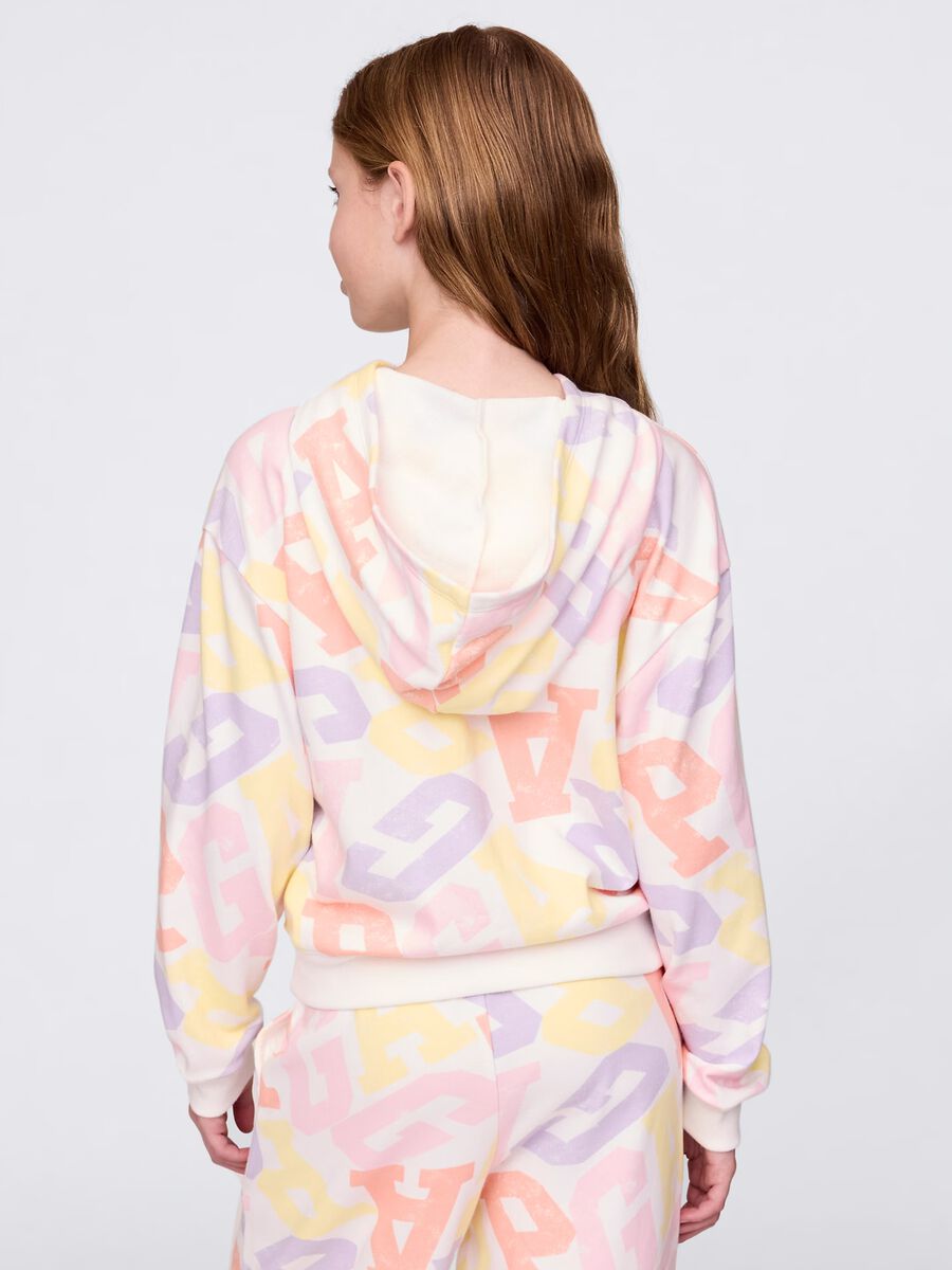 White sweatshirt with hood and logo print_2