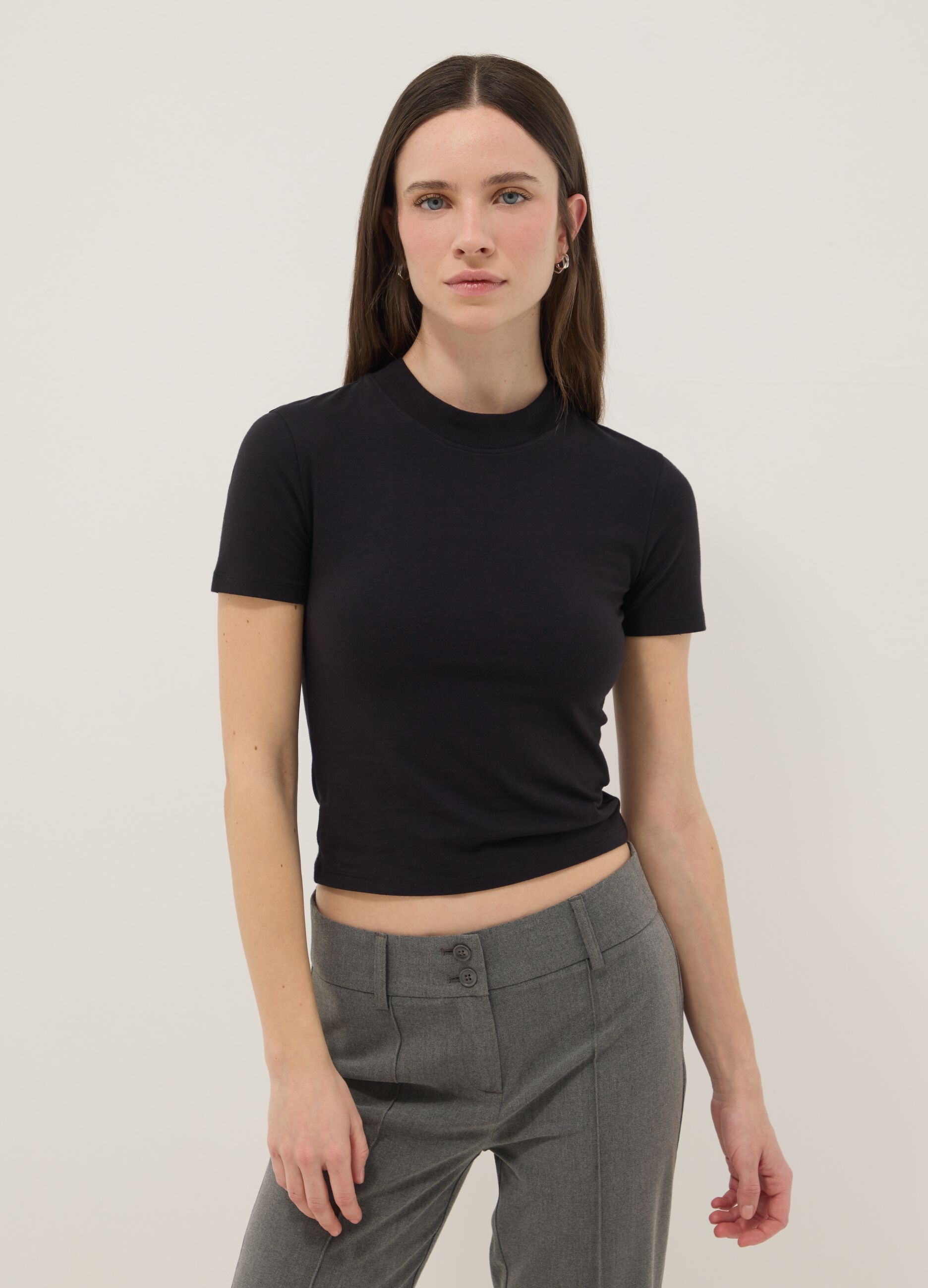 Black Slim Fit Stretch Cotton T-shirt