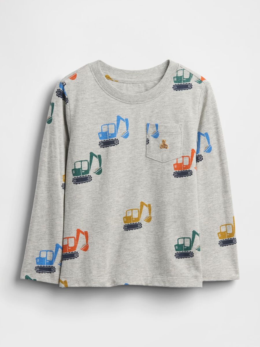 Grey long-sleeve shirt with digger print_0