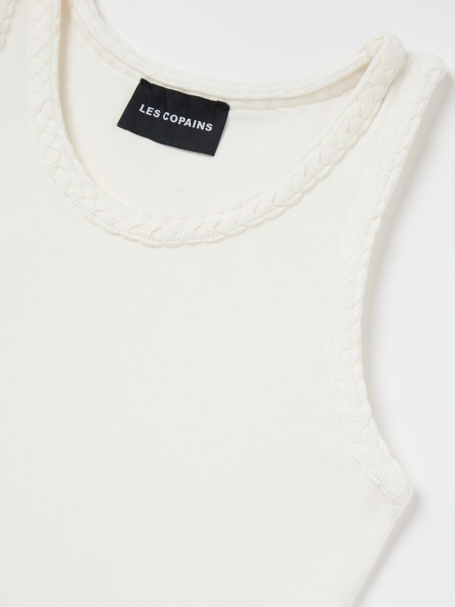 Ribbed tank top with braided trims_5