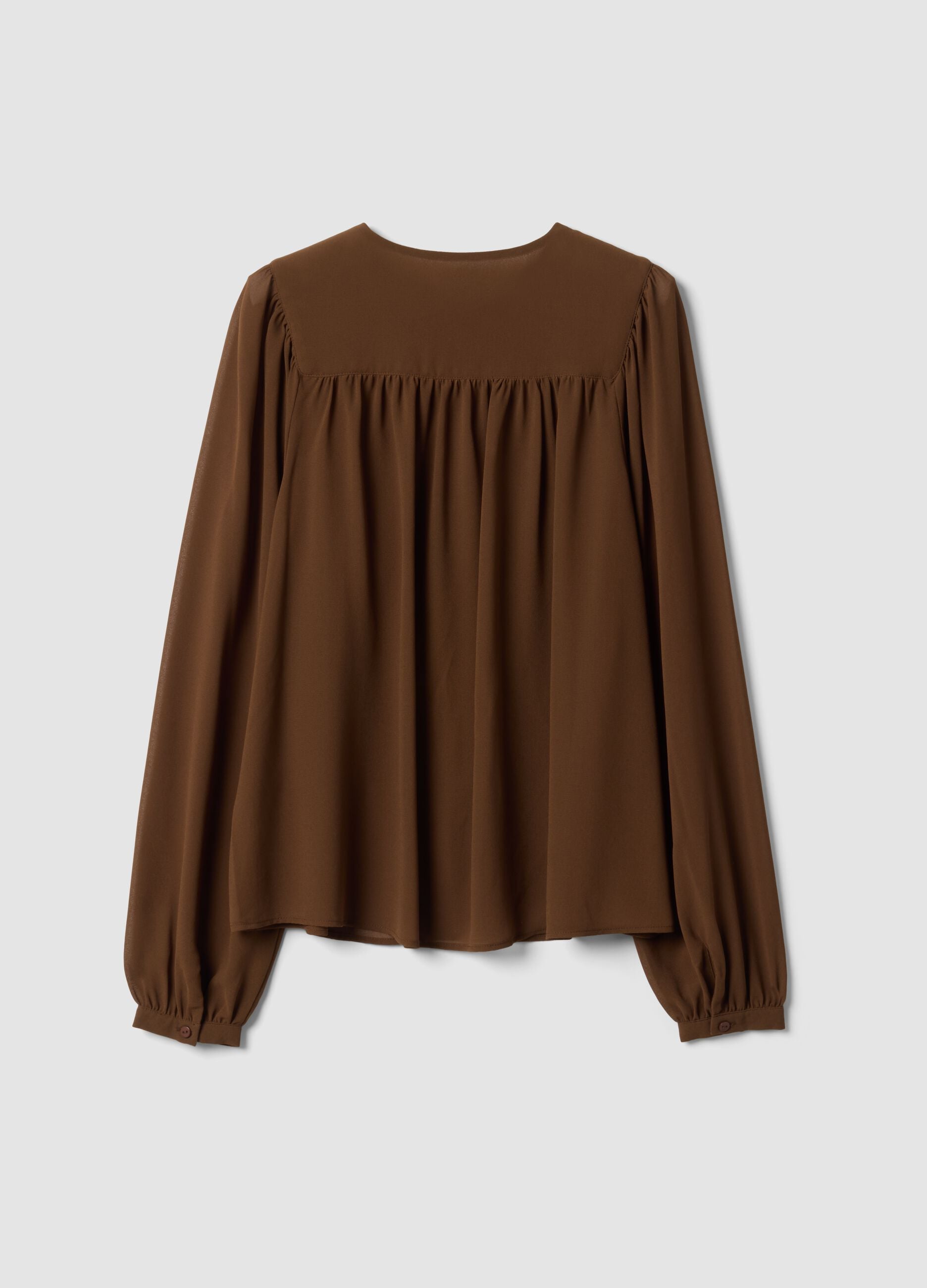 Brown regular-fit shirt with buttons and long sleeves