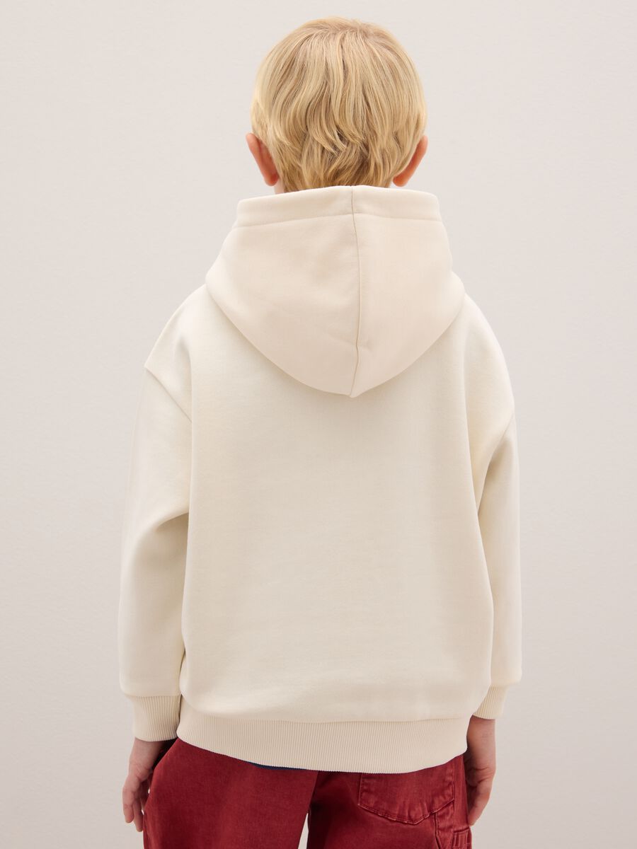 White oversized cotton blend children's hoodie_1