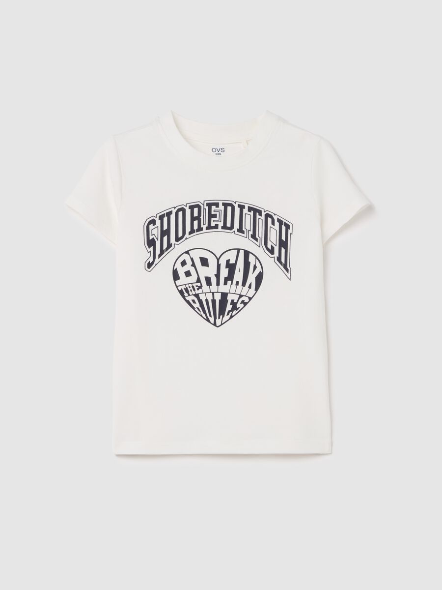 Stretch cotton T-shirt with "Shoreditch" print and heart_3