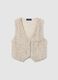 Beige regular fit waistcoat with sequins_4