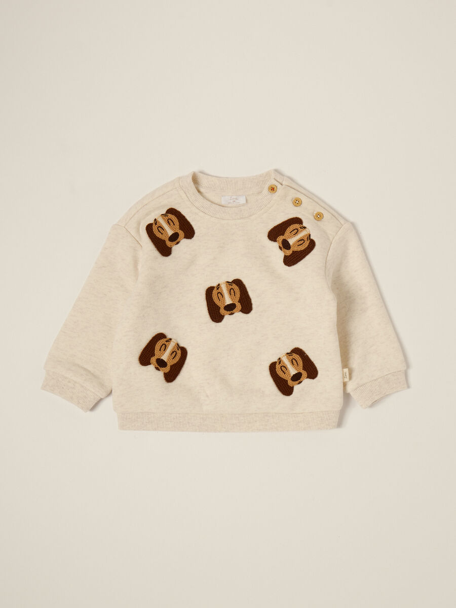 Beige sweater with dog appliqués_0
